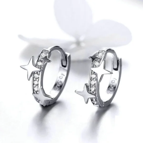 Silver Starry Sky CZ Earrings