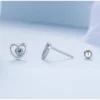 Sterling Silver Hollow Heart Earrings