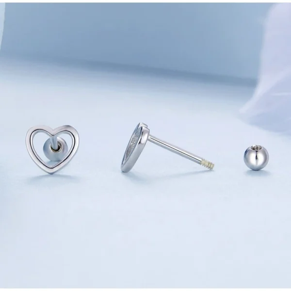 Sterling Silver Hollow Heart Earrings