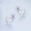 Sterling Silver Hollow Heart Earrings