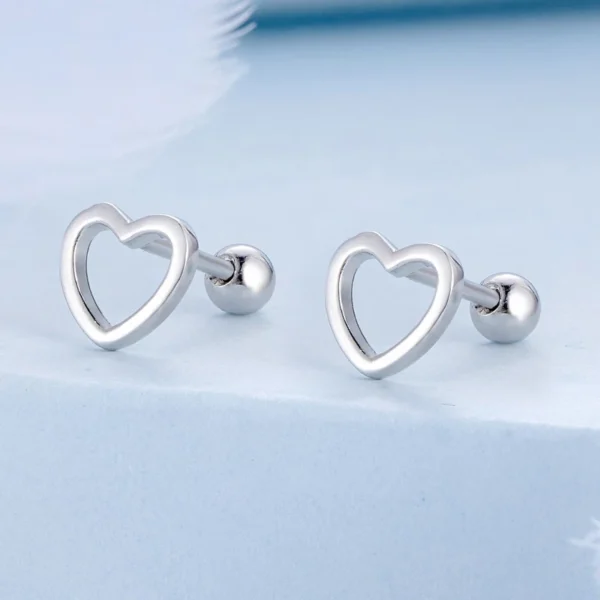 Sterling Silver Hollow Heart Earrings