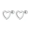 Sterling Silver Hollow Heart Earrings