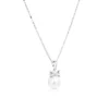 Ribbon Pearl CZ Pendant Necklace