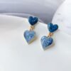 Starry Sky Blue Heart Earrings Cute Elegant Romantic Jewelry