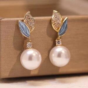 349c76ab-02b7-4b0a-a751-edae09a1b8bb.jpg Leaf Pearl Drop Earrings Vacation Style Elegant Dangle Jewelry