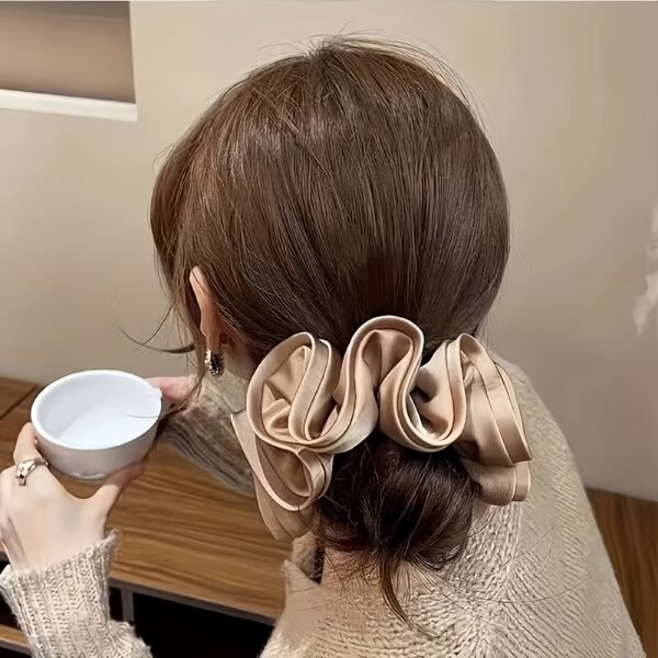 Retro Satin Scrunchies Soft Frilly Ponytail Hair Ties (Multi-Color)