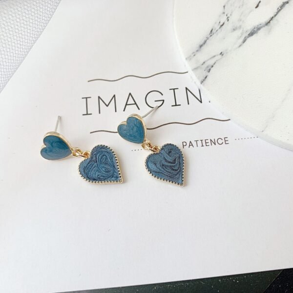 Starry Sky Blue Heart Earrings Cute Elegant Romantic Jewelry