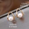 French Teardrop Pearl Stud Earrings Elegant Geometric Daily Jewelry