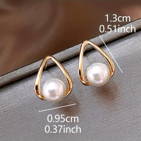 French Teardrop Pearl Stud Earrings Elegant Geometric Daily Jewelry